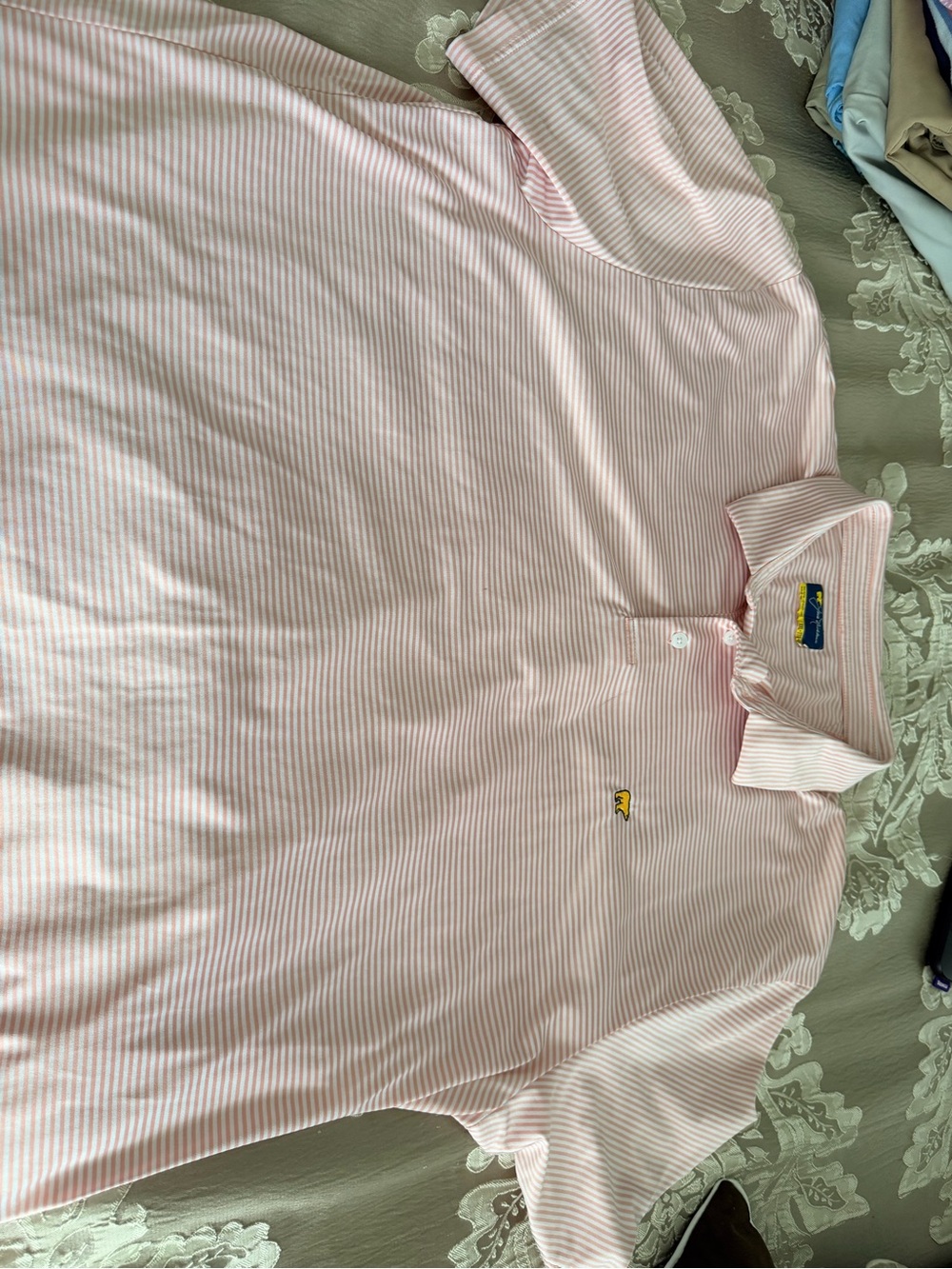 Vineyard  Men's Pink Striped Polo Shirt
